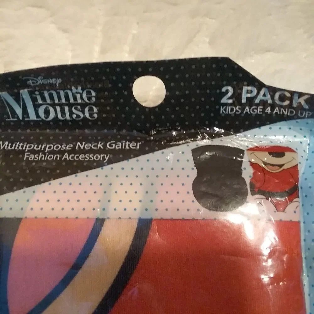 Disney Minnie Mouse Neck Gaiter Masks Pack of 2 Ages 4 and Up New OOS